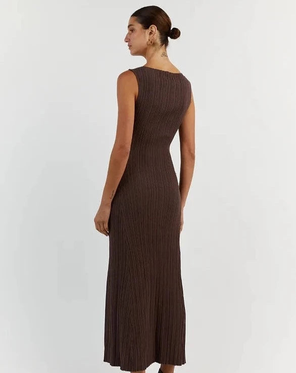 Ivy coffee sleeveless midi dress