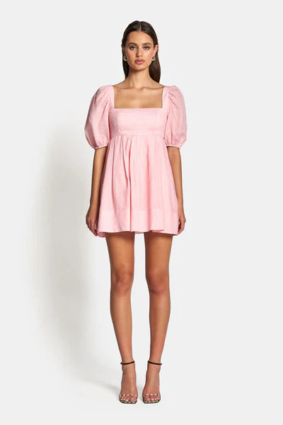 Aerin open back tie mini dress baby pink
