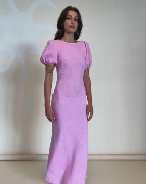Kos linen dress pink