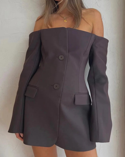 Sandrine tailored mini dress chocolate