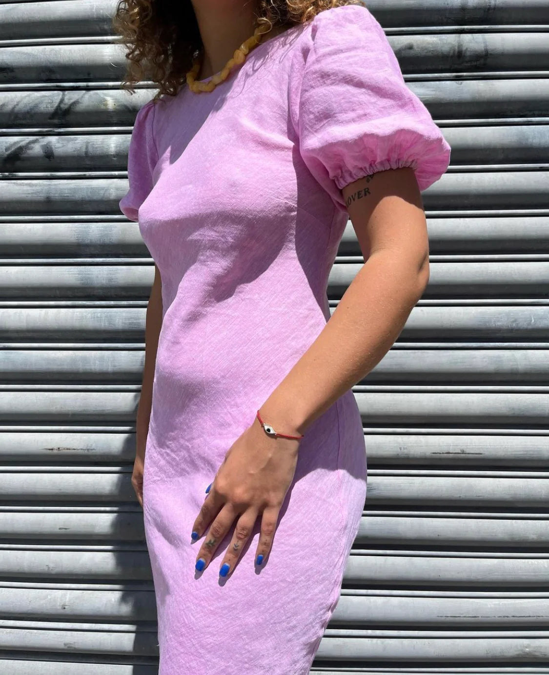 Kos linen dress pink