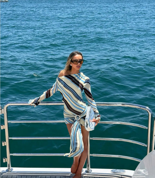 Elise mini dress ocean stripe