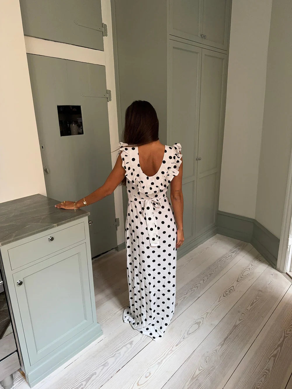 Luna polka dot dress white/black