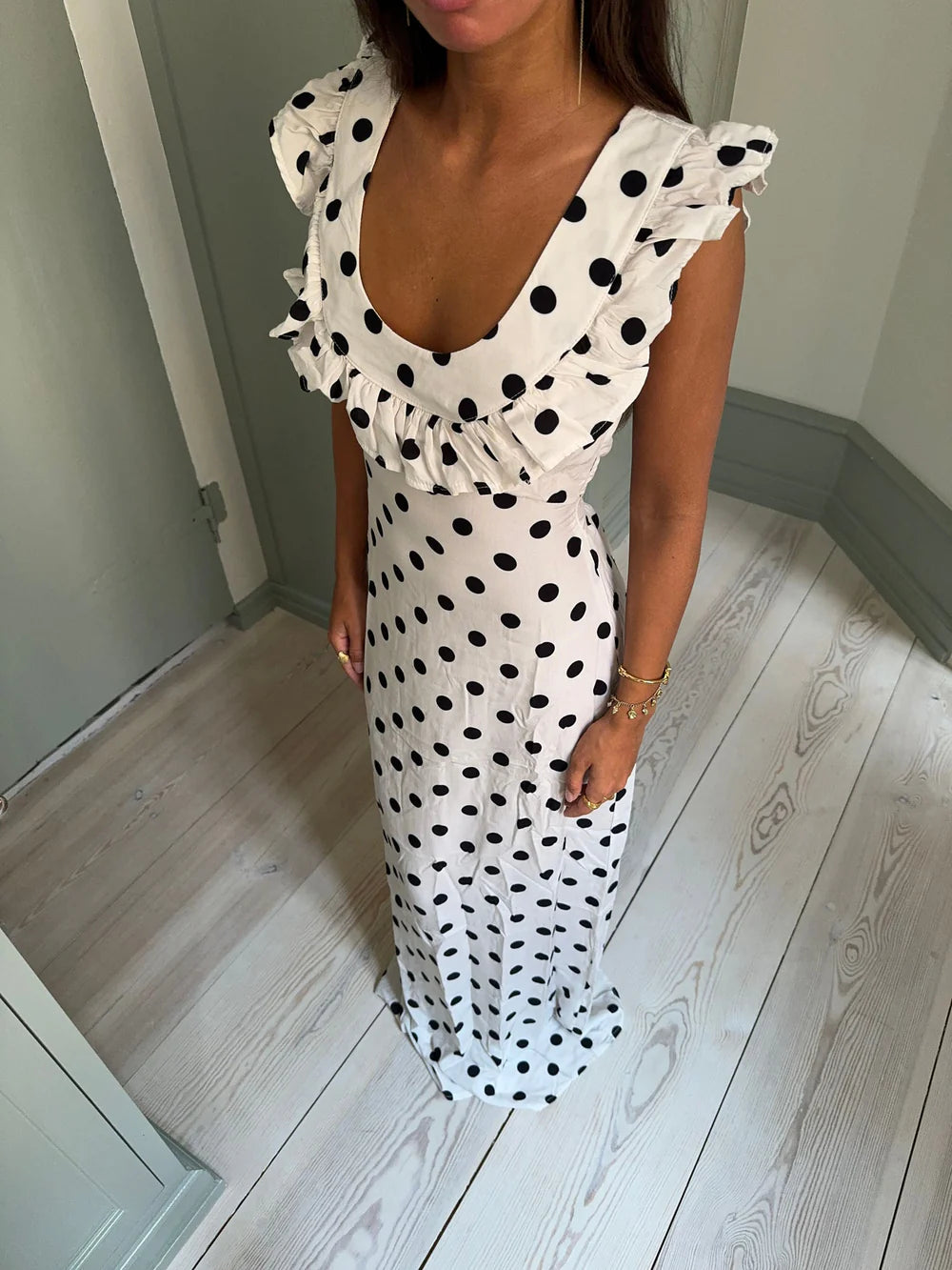 Luna polka dot dress white/black