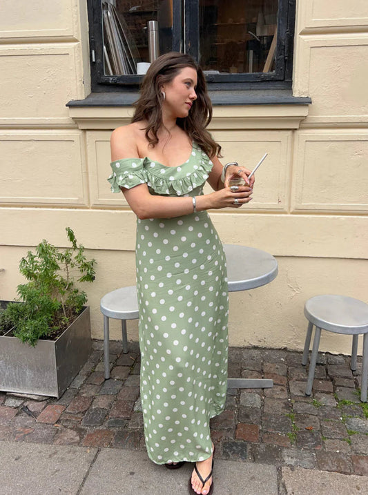 Luna polka dot dress green/white