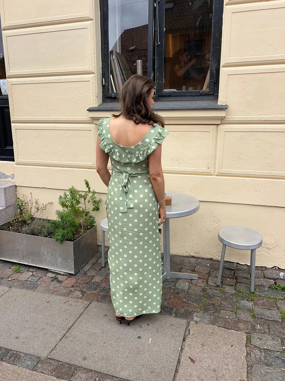 Luna polka dot dress green/white