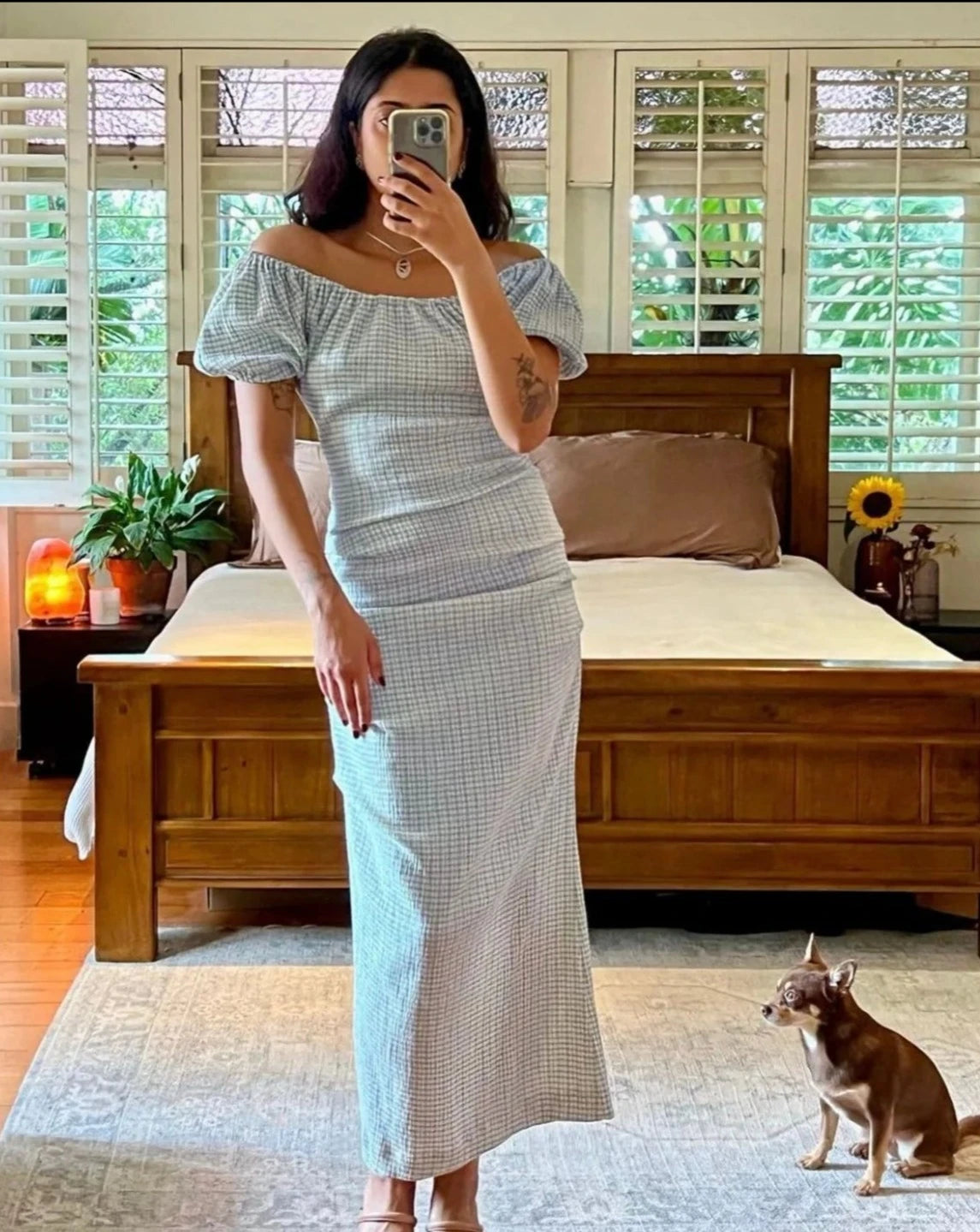 Delphi dress blue gingham