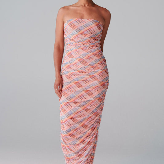 Cherry mesh tube dress