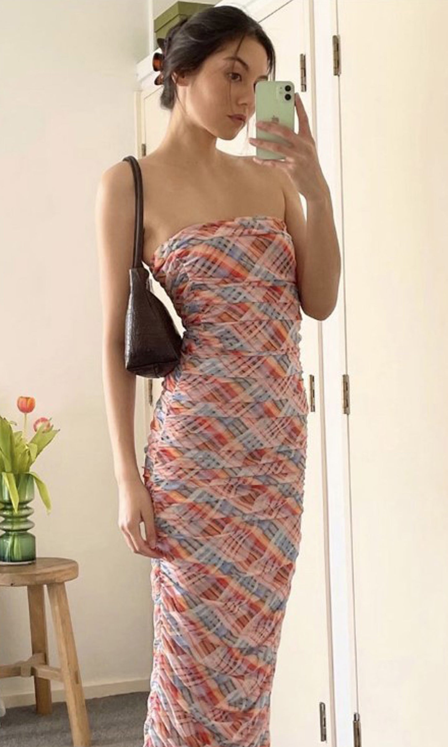 Cherry mesh tube dress