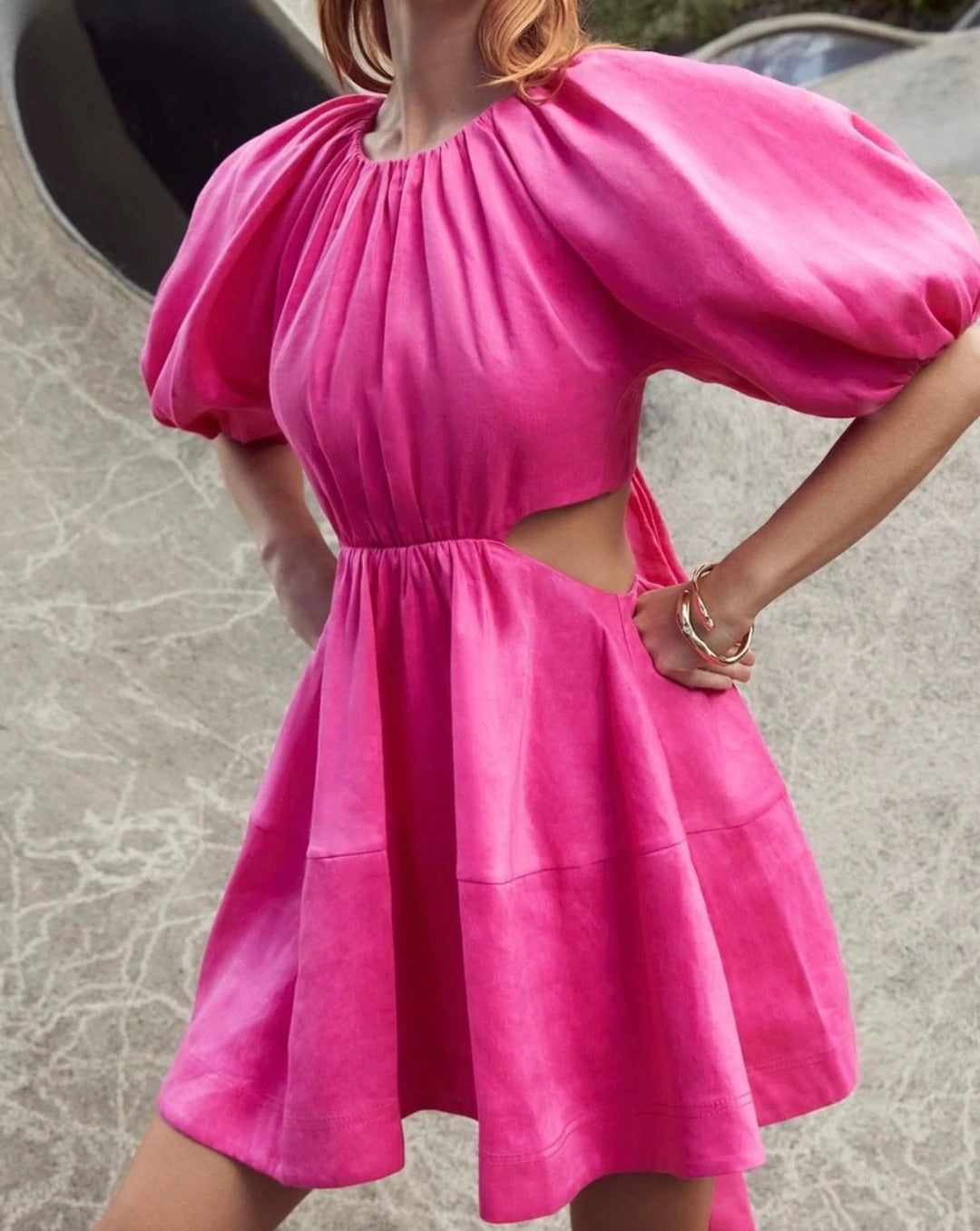Admiration lace up mini dress in magenta