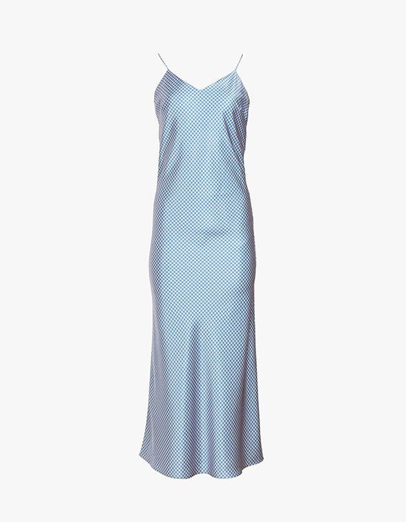 Florence dress in blue/yellow houndstooth