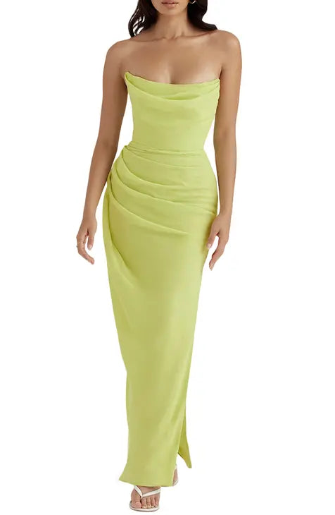 Adrienne lime strapless gown