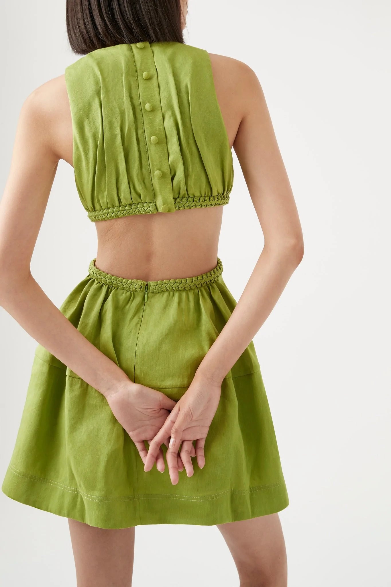 Voyage braided cut out mini dress in verdant green