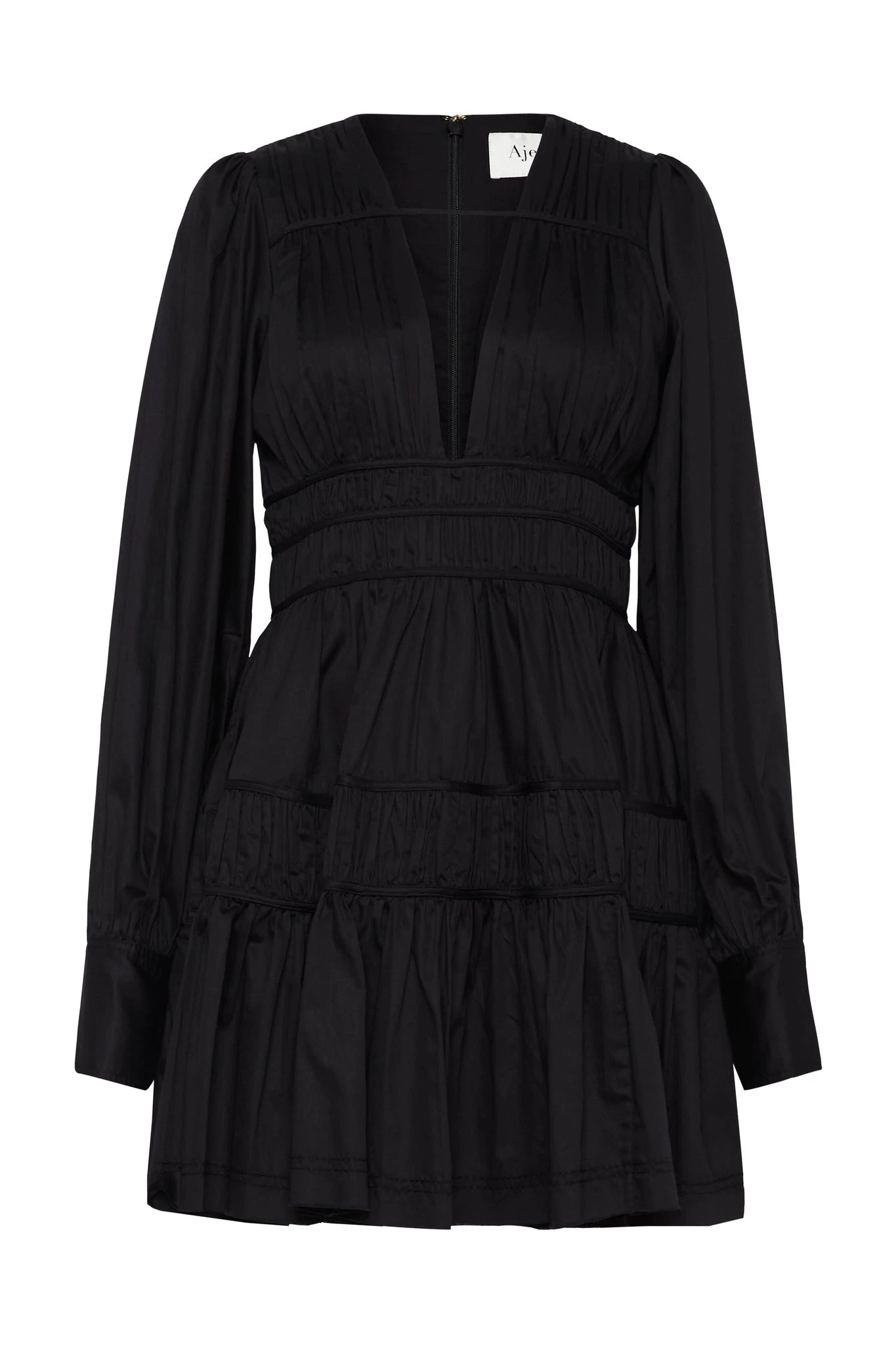 Fallingwater gather mini dress in black