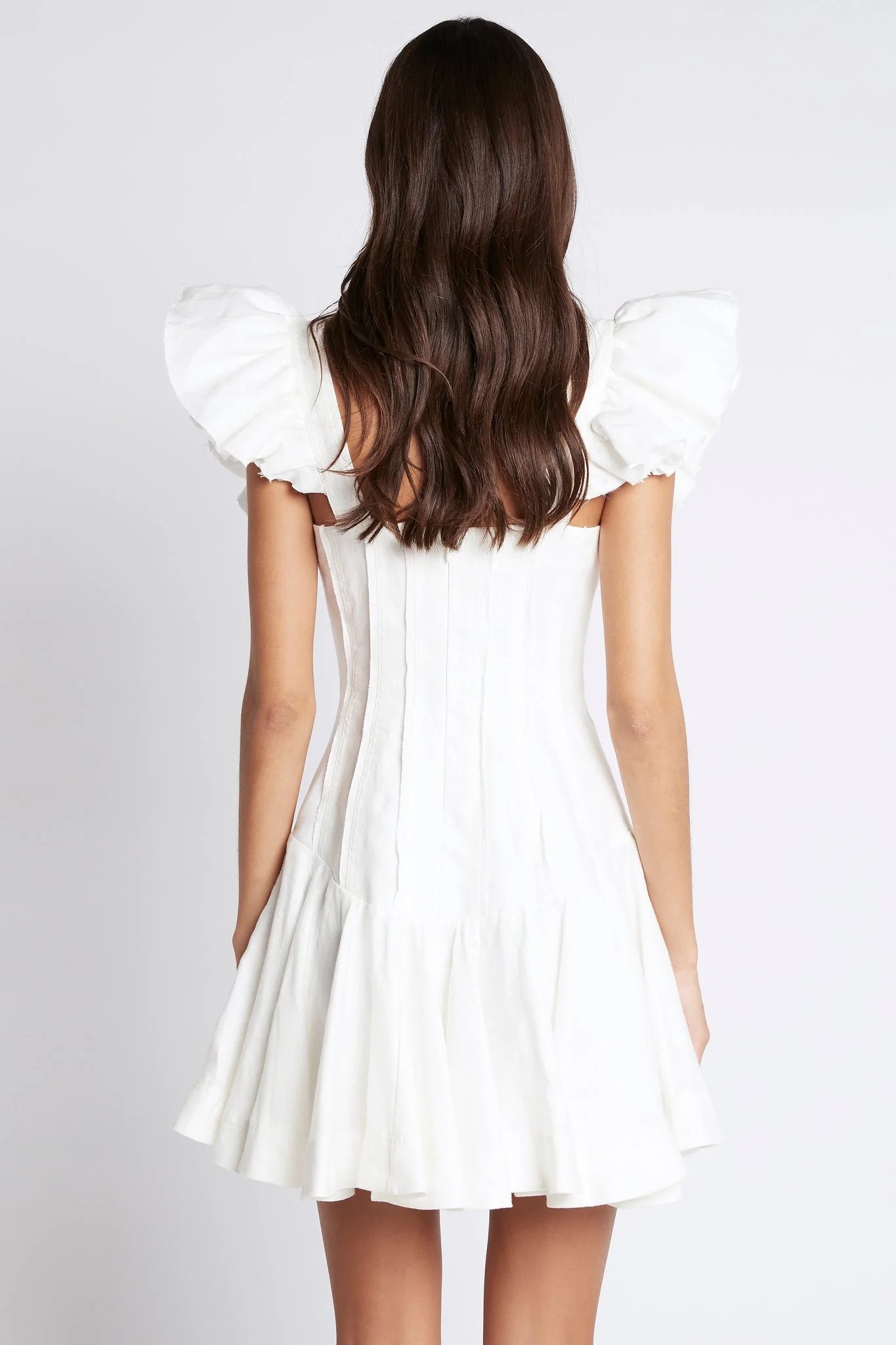 Breathless frill sleeve mini dress white