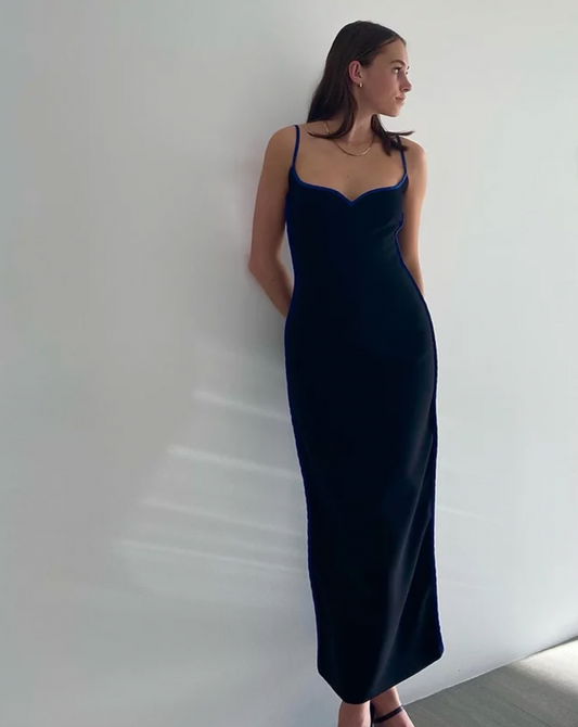 Heart dress in black & cobalt