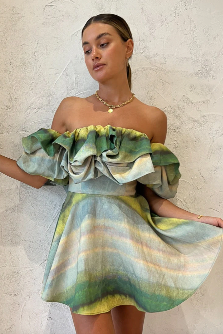 Cumberland dress in impressionist stripe