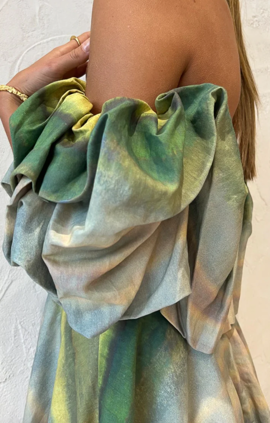 Cumberland dress in impressionist stripe