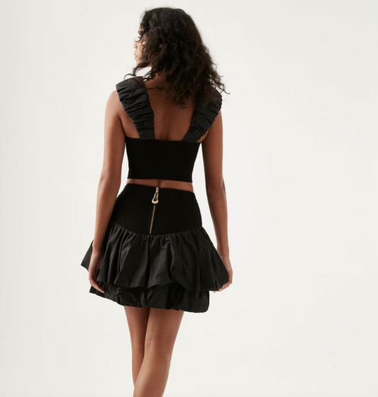 Allard ruched strap knit top & turner bubble skirt set