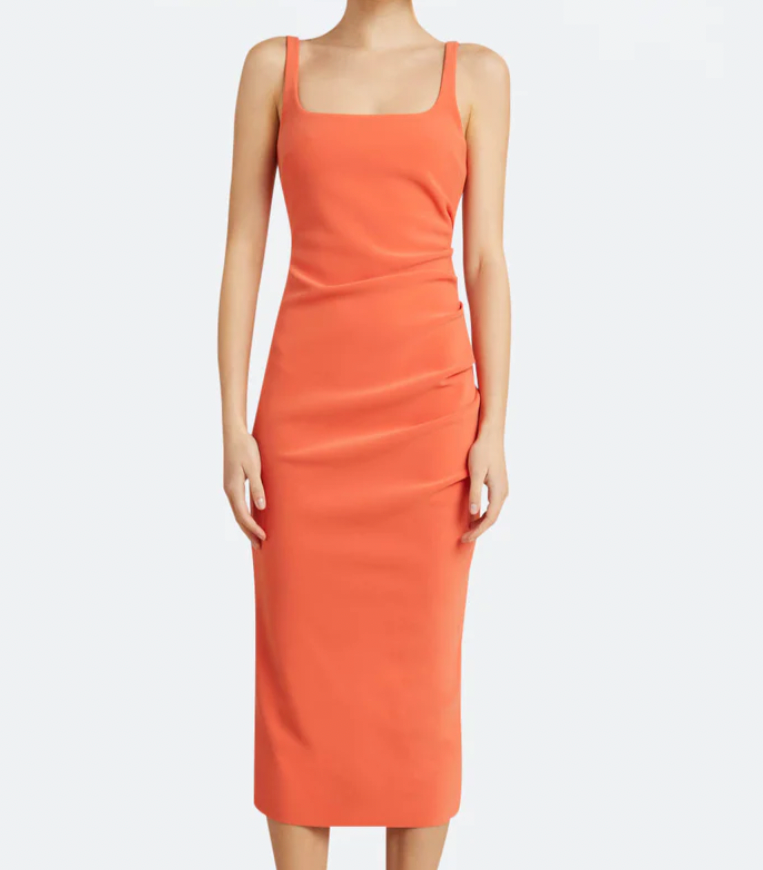 Karina tuck midi dress fire red