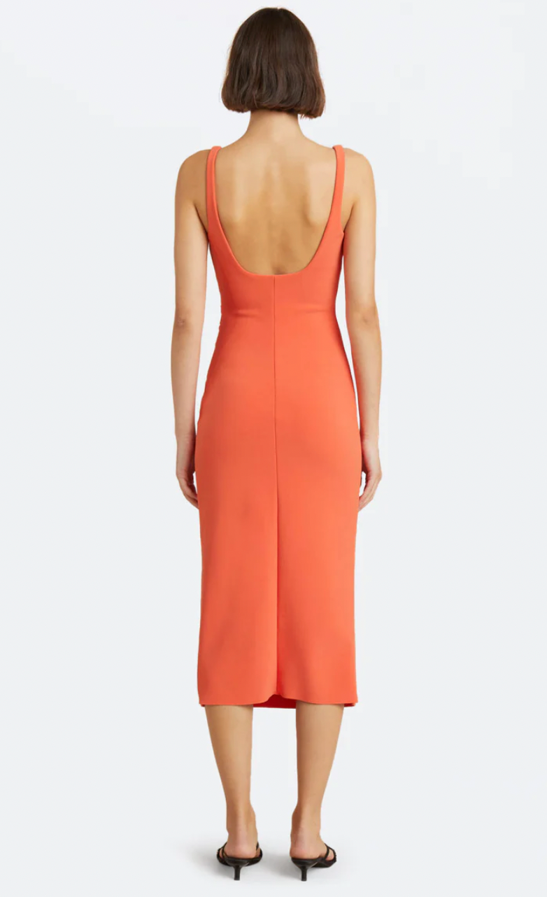 Karina tuck midi dress fire red
