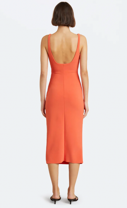 Karina tuck midi dress fire red