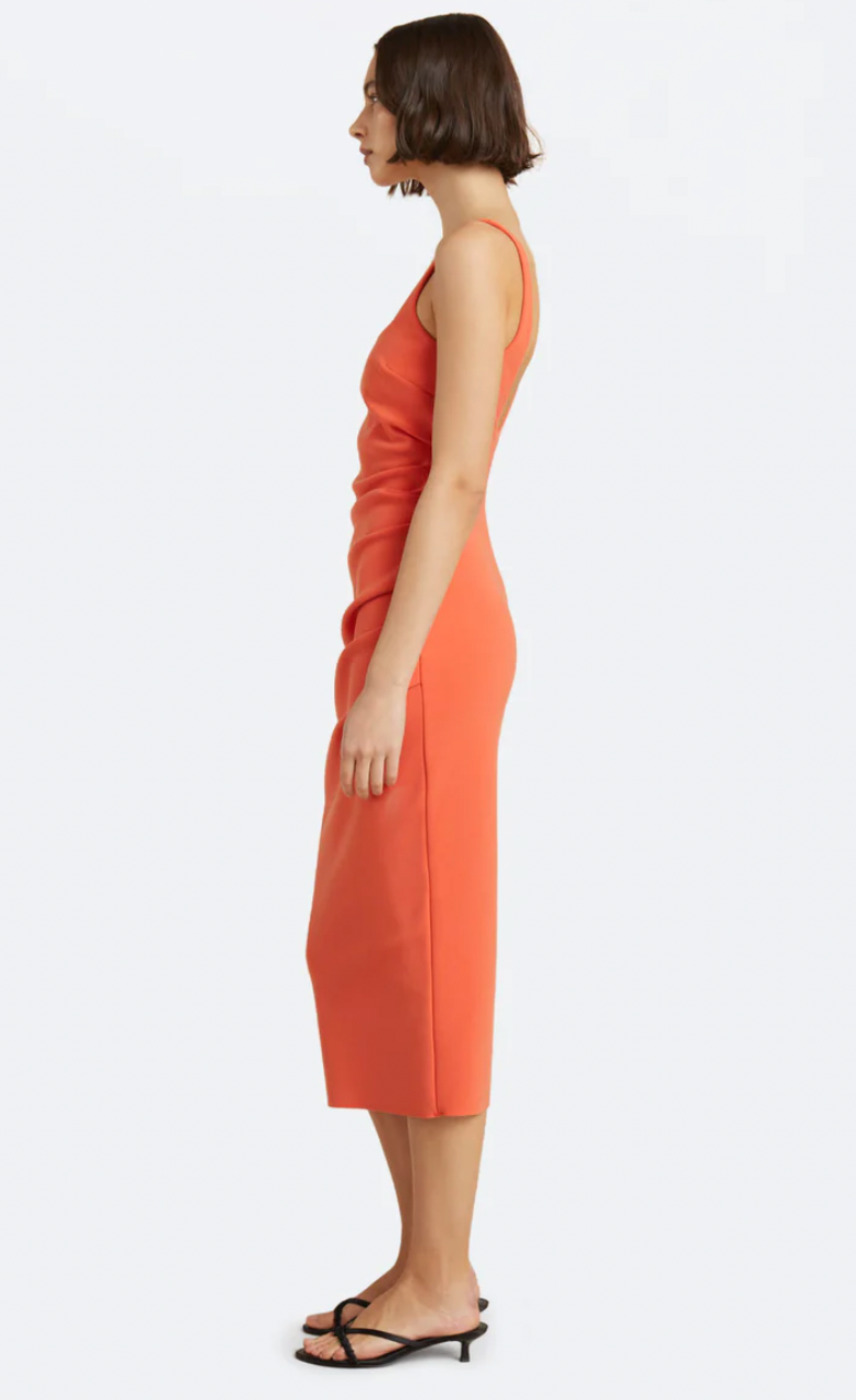 Karina tuck midi dress fire red