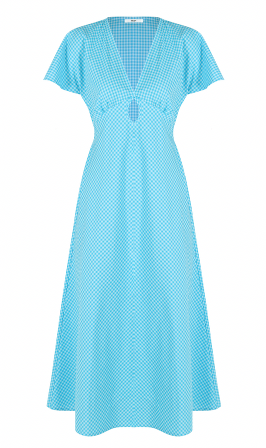 Clover midi dress aqua gingham