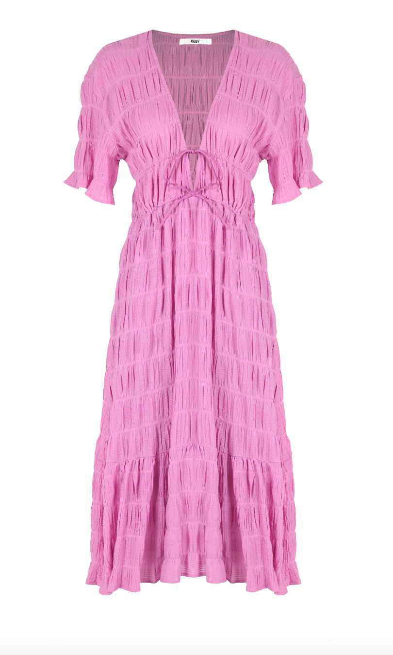 Mirella V-neck dress in orchid
