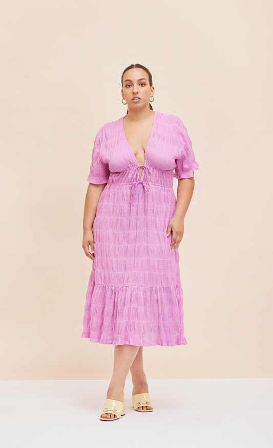 Mirella V-neck dress in orchid