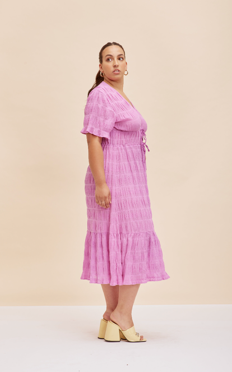Mirella V-neck dress in orchid