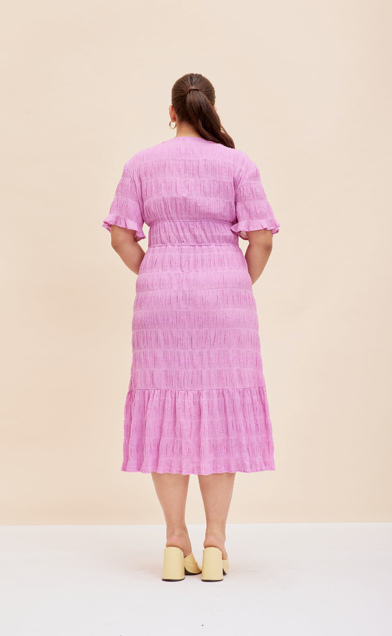Mirella V-neck dress in orchid