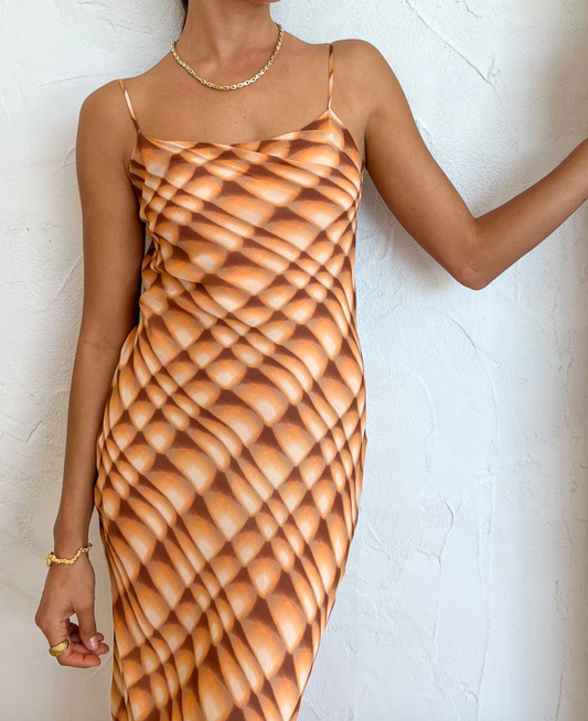 Soleil slip maxi dress golden hour check