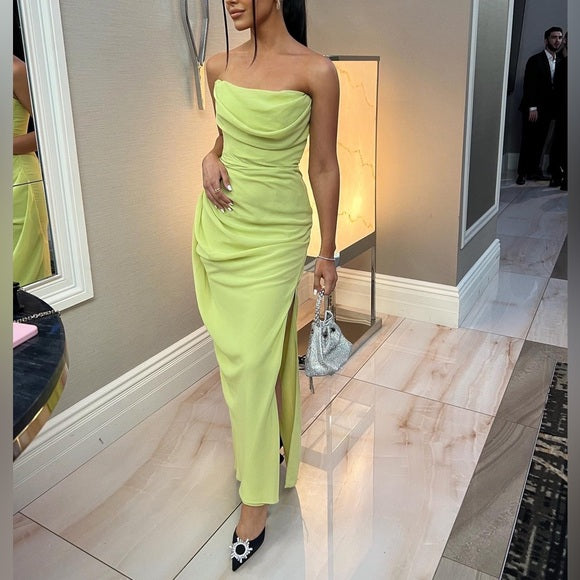Adrienne lime strapless gown