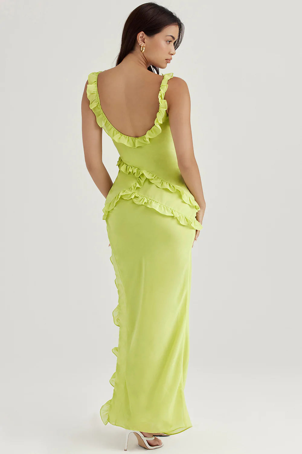 Pixie lime ruffle maxi dress