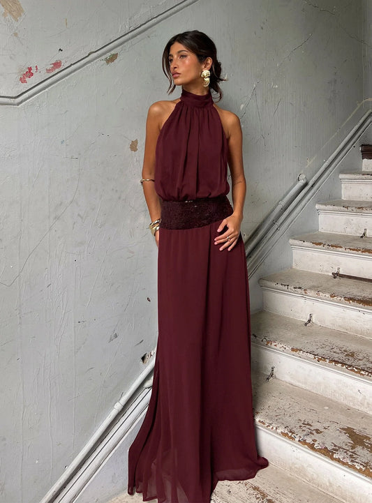 Darwin drop waist sequin dress burgundy