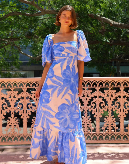 Camille Maxi Dress in Blue Lagoon