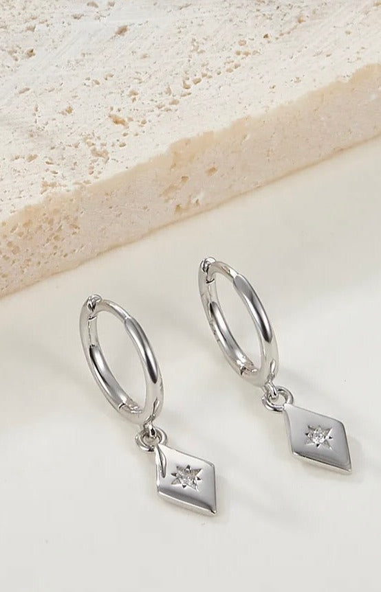 Mini diamond chip earrings - silver