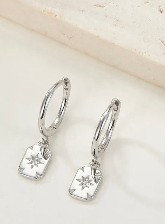 Mini square chip earrings - silver
