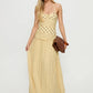 Marguerite Halter Maxi Dress Lemon/Brown Polka Dot