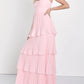 Seriously Sensational light pink strapless tiered maxi dress