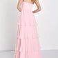 Seriously Sensational light pink strapless tiered maxi dress