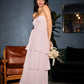 Seriously Sensational light pink strapless tiered maxi dress