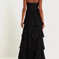 Seriously Sensational black strapless tiered maxi dress