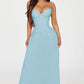 Daniella Lace Corset Pleated Maxi Dress Light Blue