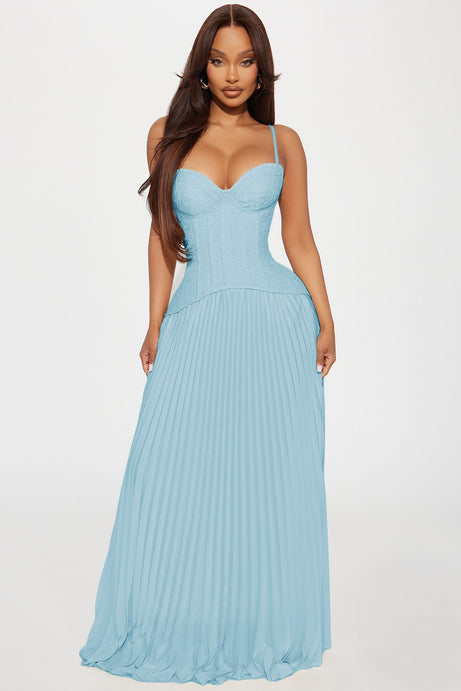 open lace back dress Daniella Lace Corset Pleated Maxi Dress Light Blue – Dress to Impress  Rentals
