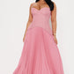 Daniella Lace Corset Pleated Maxi Dress Pink