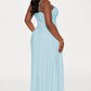Daniella Lace Corset Pleated Maxi Dress Light Blue