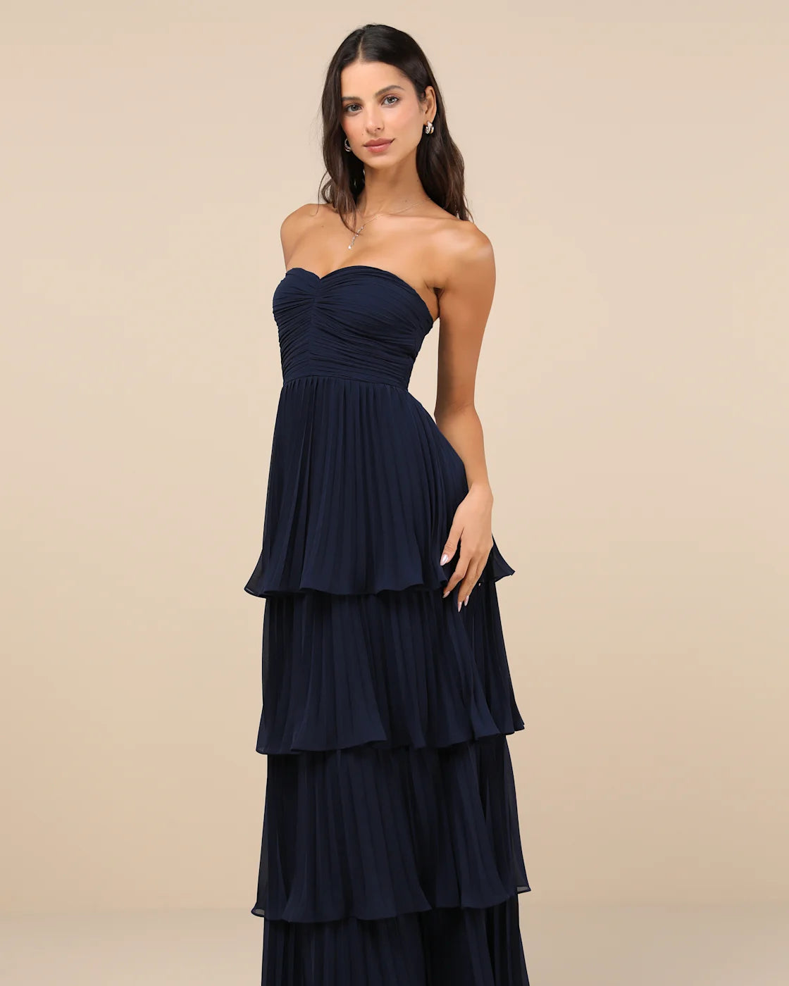 Seriously Sensational Navy Blue Strapless Tiered Maxi Dress – Dress to