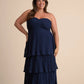 Seriously Sensational Navy Blue Strapless Tiered Maxi Dress